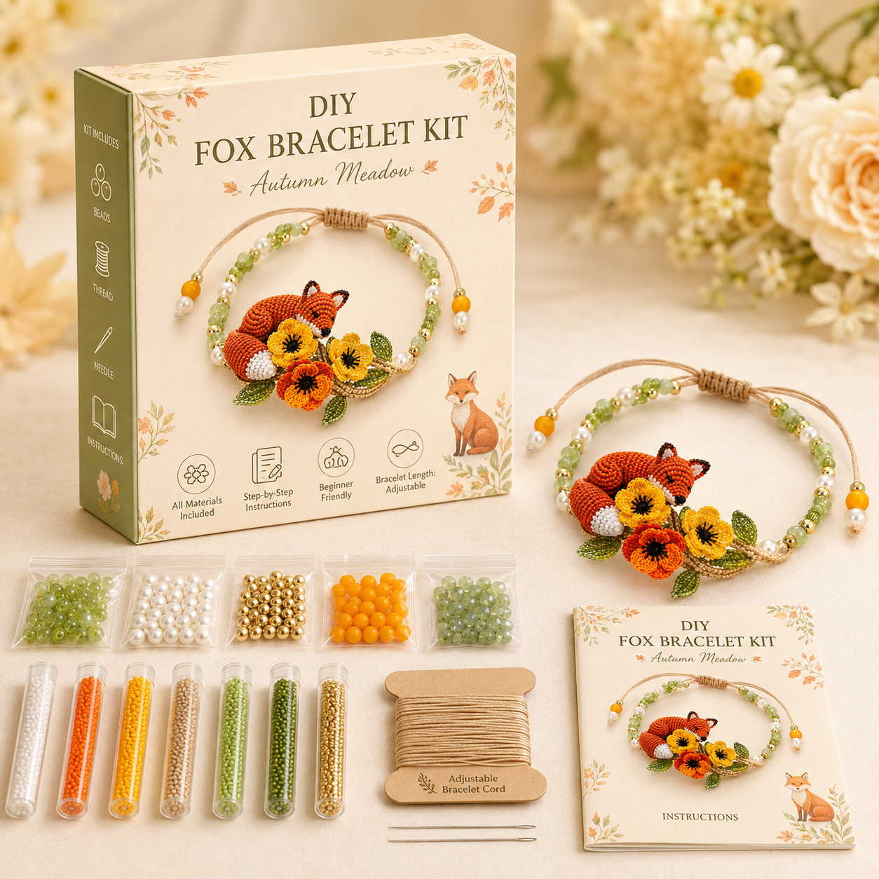 DIY Beaded Nature Bracelet Kit – Bird, Fox & Butterfly Bracelet Making Kit