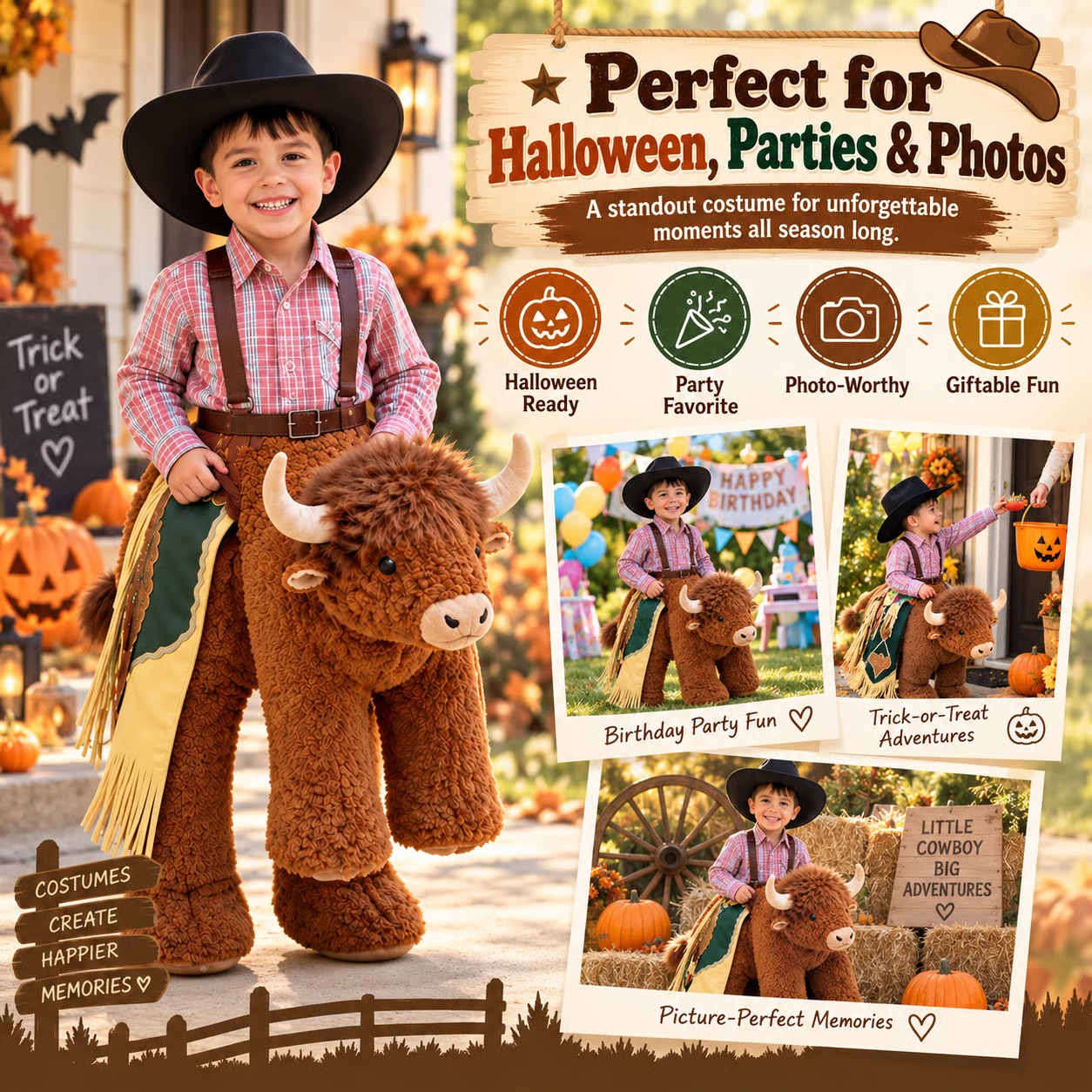 ⏳ Last Day 49% OFF –Children's Highland Bison Role-Playing Costume🤠