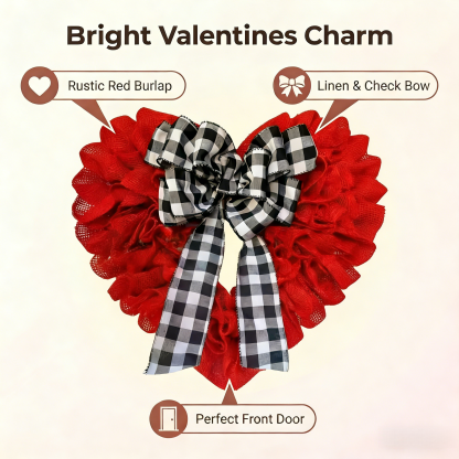 Valentines  Burlap Wreath  Door Decor