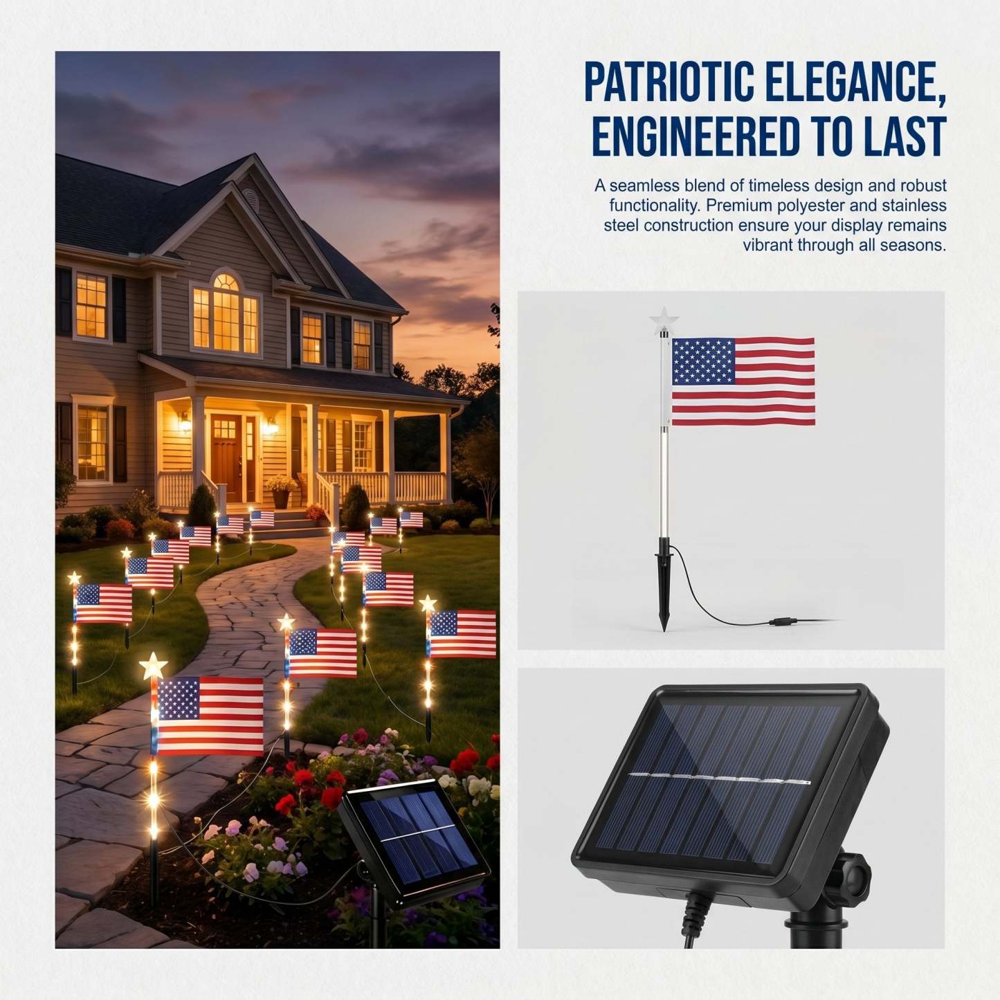 💕8-in-1 American Flag Solar Lights