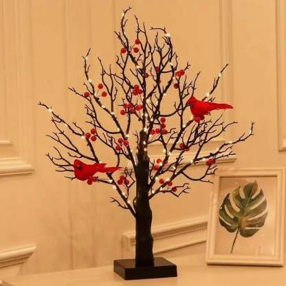 ✨Piece Set of Vintage Glowing Tree with Cardinals, Berries