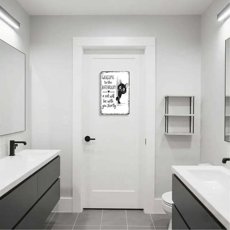 Vintage Black & White Cat Wall Art