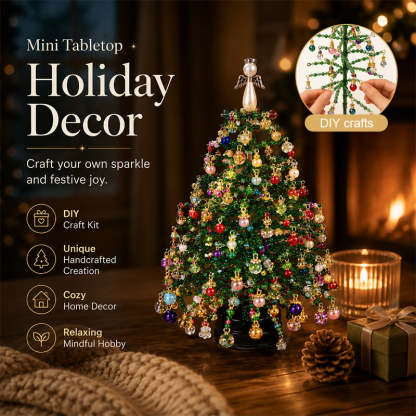 🔥Last Day BUY 2 GET 1 FREE⭐Mini Tabletop DIY Beaded Christmas Tree Craft Kit | Handmade Holiday Home Decor