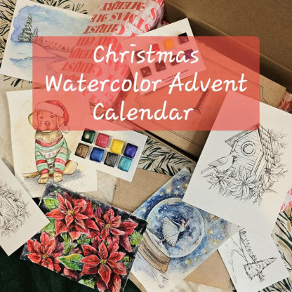 Advent Calendar 24 Envelopes Watercolor Christmas Set