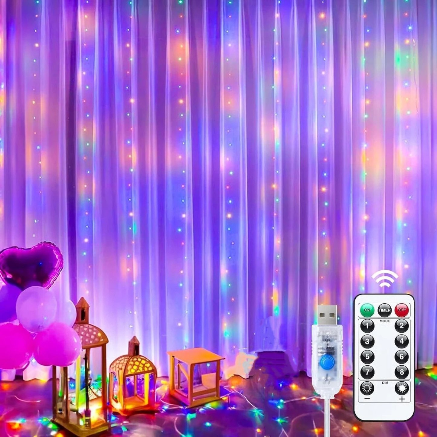 Remote-Control Led Curtain Light-9.8*9.8 FT
