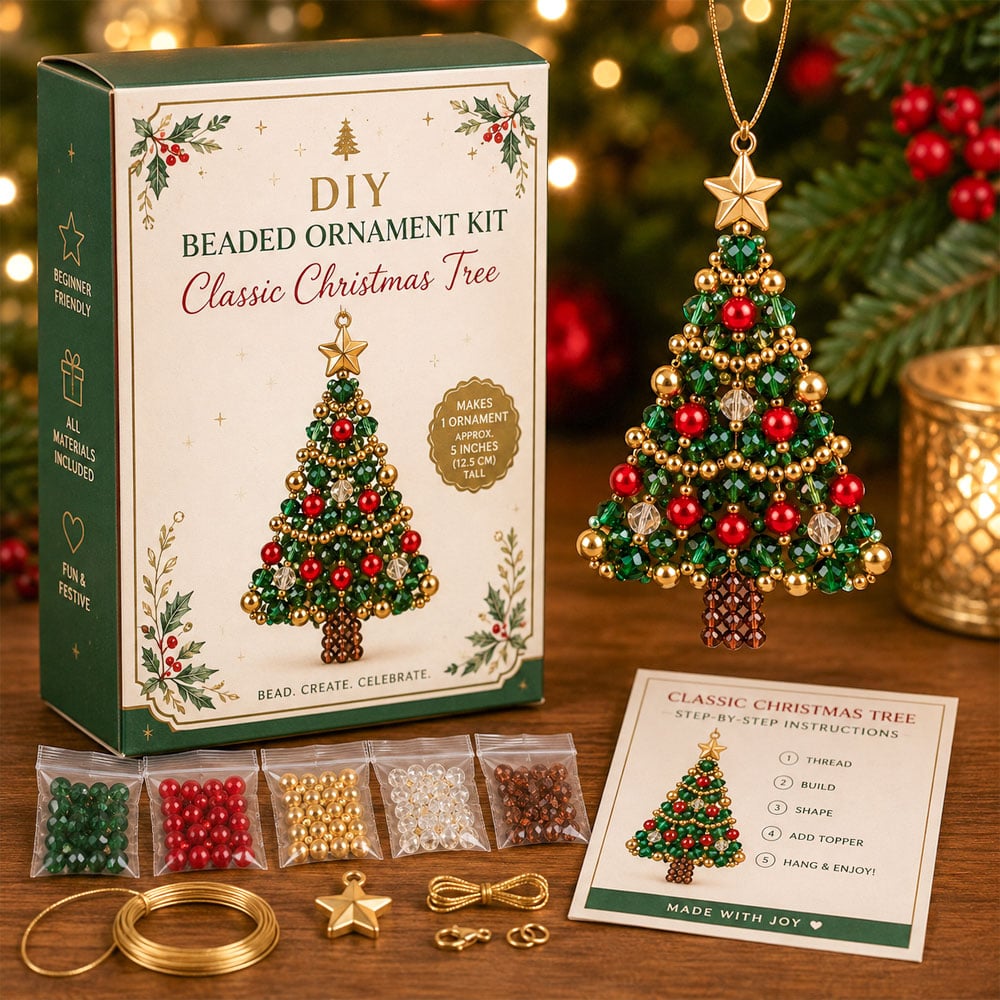 DIY kerstboomdecoratieset met kralen
