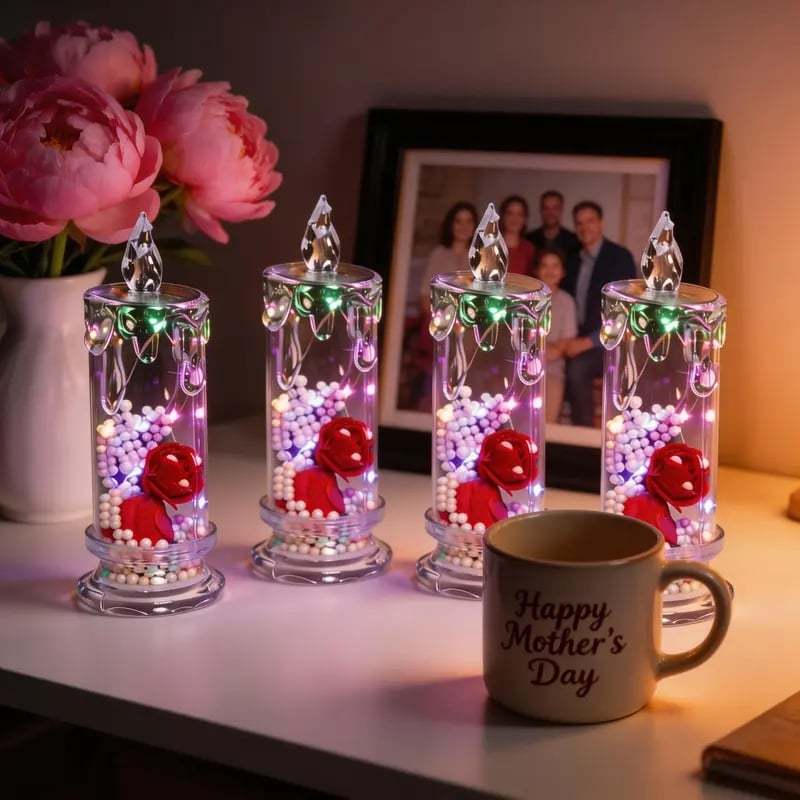 🌹Realistic Rose Candle Lights — Battery-Powered, Smoke-Free LED Roses for Home Decor, Weddings, Parties & Gifts ✨