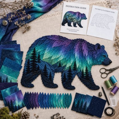 ⏳Last Day 49% OFF - 🌌🐺Northern Lights Wildlife DIY Patchwork Kit 🔥Buy 3 Get 1 Free