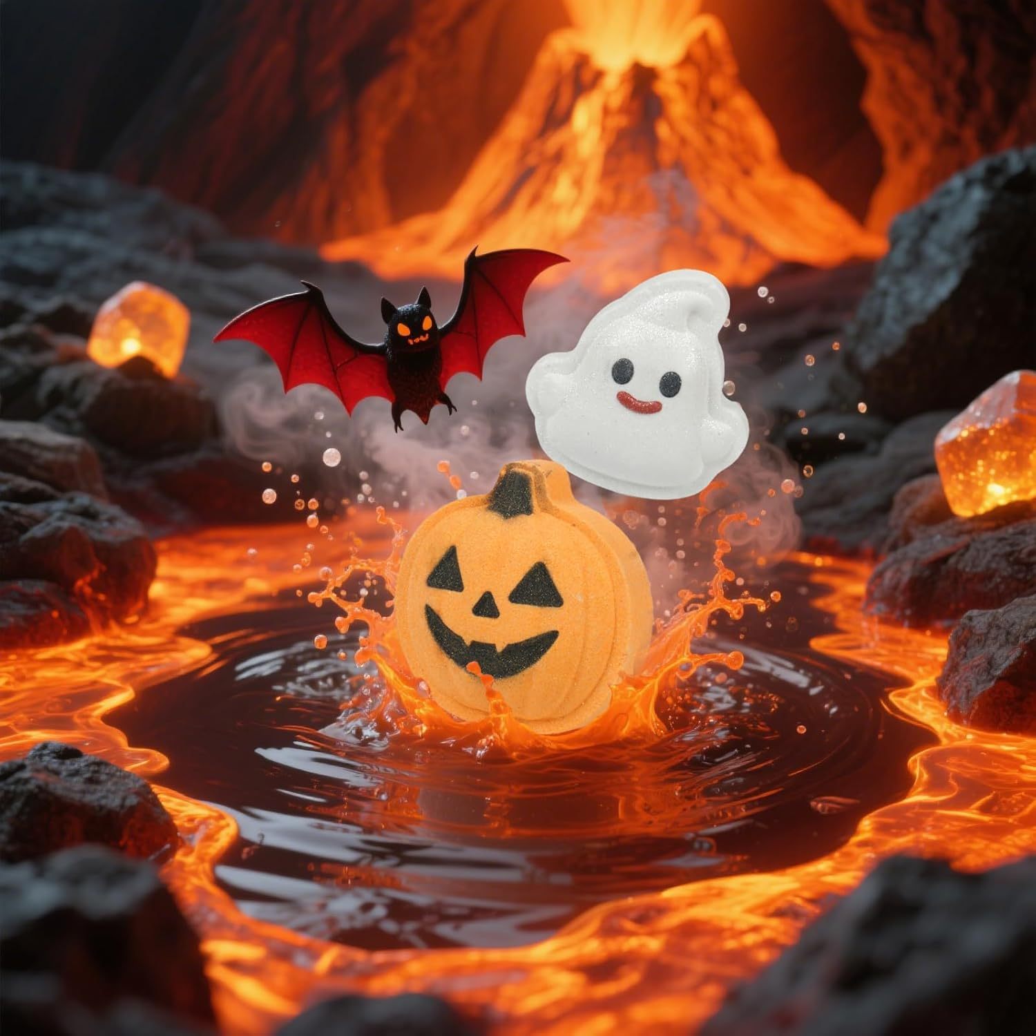 🎃Halloween Bath Bomb Gift Set - 6-Piece Scary Cute Kids Bath Bomb Gift Box, Includes Witch, Bat, Black Cat, Skull, Ghost and Pumpkin Bubble Spa Balls🎃