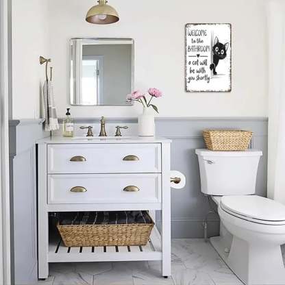 Vintage Black & White Cat Wall Art