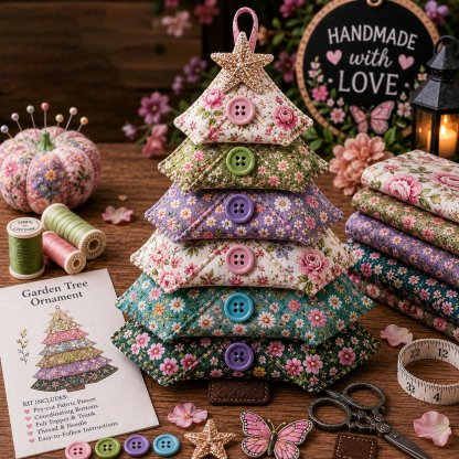 🔥Last Day BUY 3 GET 1 FREE ⭐Layered Fabric Tree Ornament DIY Sewing Kit | Beginner Friendly Handmade Seasonal Decor Gift