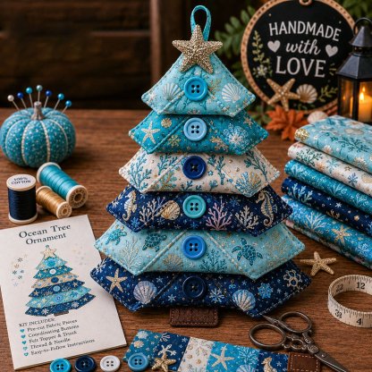 🔥Last Day BUY 3 GET 1 FREE ⭐Layered Fabric Tree Ornament DIY Sewing Kit | Beginner Friendly Handmade Seasonal Decor Gift