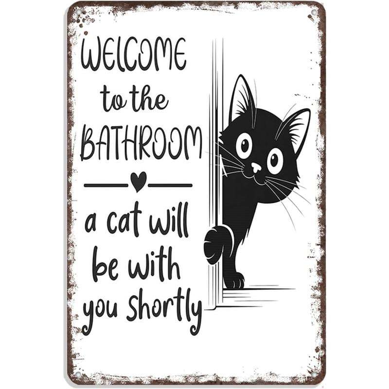 Vintage Black & White Cat Wall Art