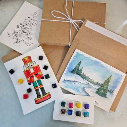 Advent Calendar 24 Envelopes Watercolor Christmas Set