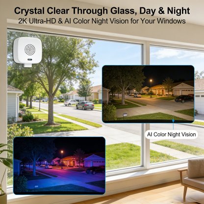 👁️ 2K Ultra-HD Smart Window Camera – See Day & Night with AI Color Night Vision