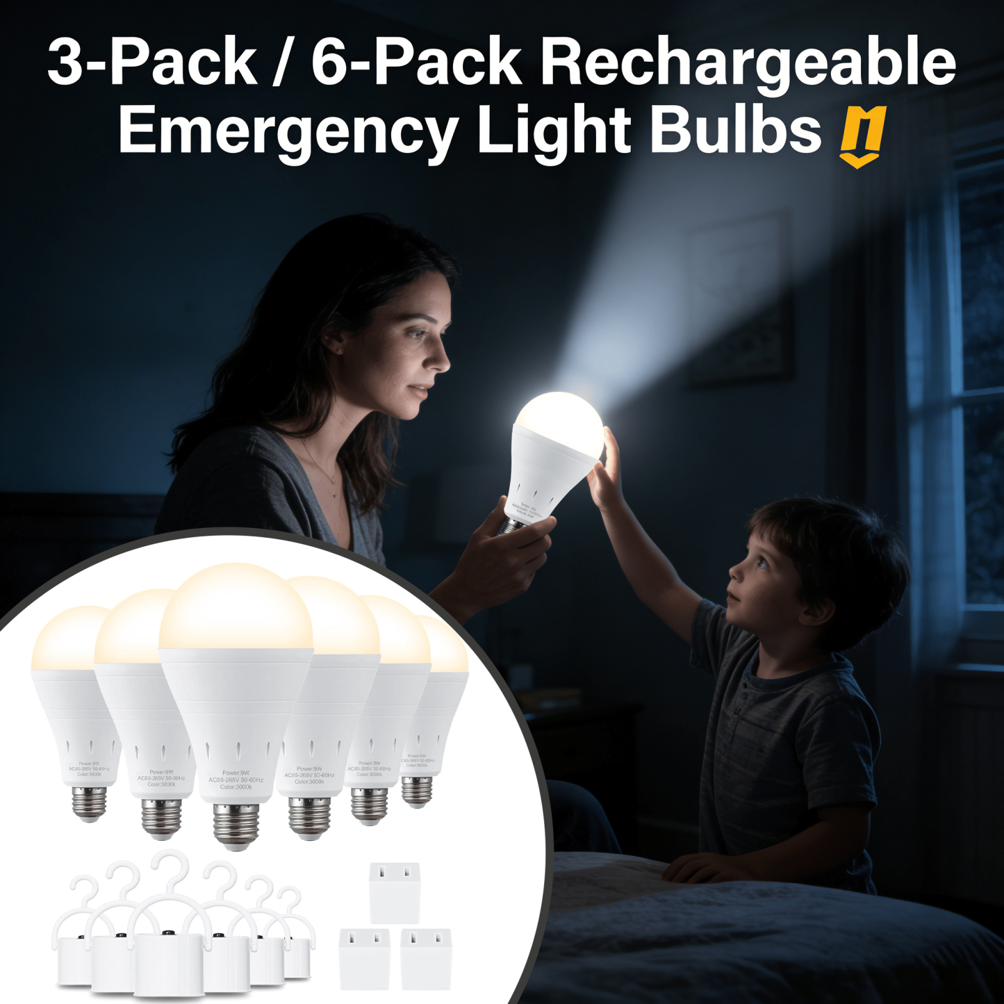 3-Pack / 6-Pack Rechargeable Emergency Light Bulbs 💡