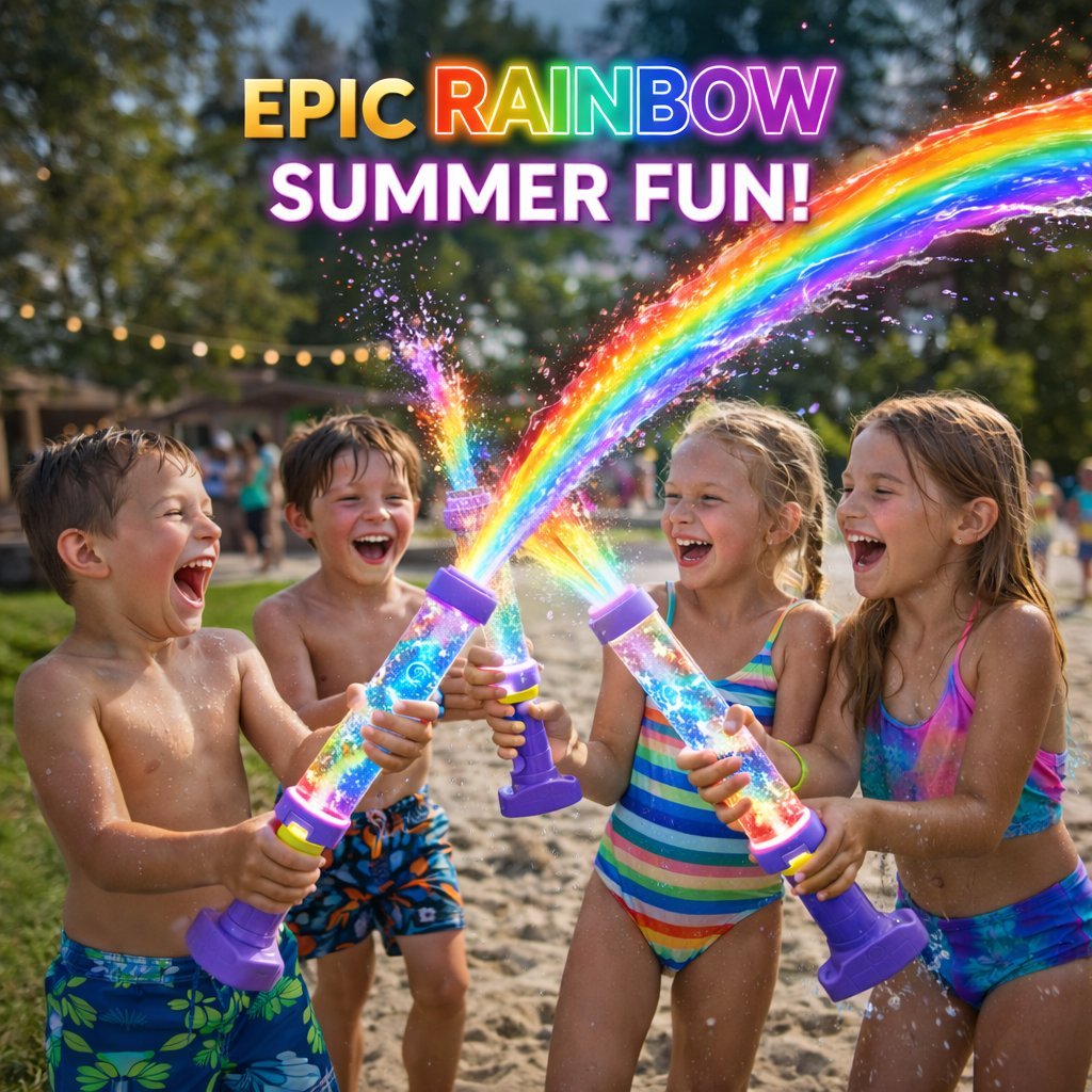 🌈 Glowing Rainbow LED Water Blaster | Summer Fun That Pops Like Magic! ✨