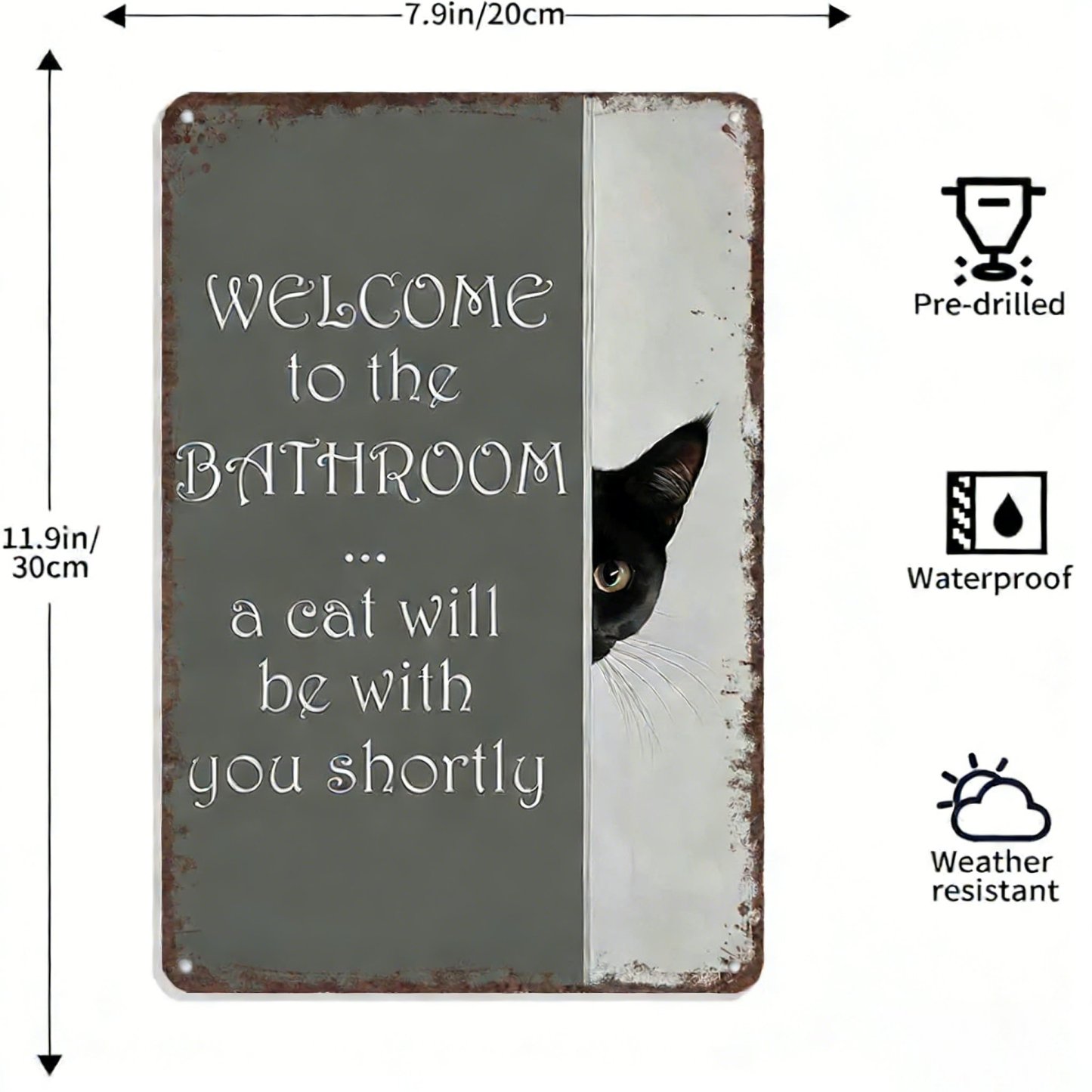 Vintage Black & White Cat Wall Art