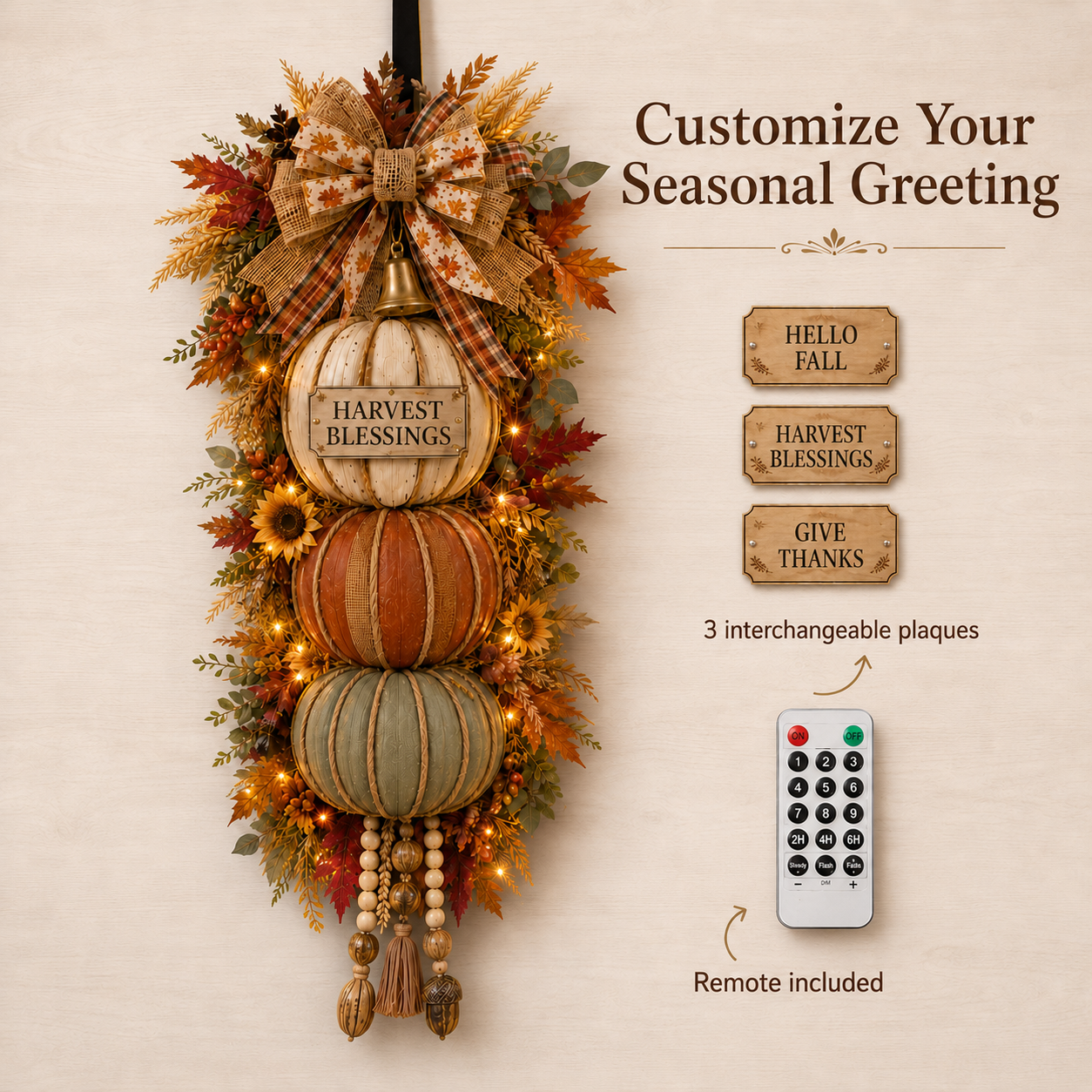 Harvest pumpkin door hanging package contents