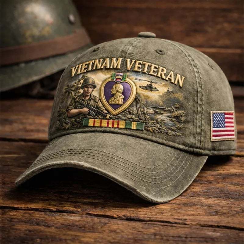 ✨Crafted by Hand Embroidery-Vietnam Veteran Commemorative Cap(✝️Keep T