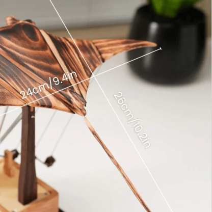 Handcrafted Walnut Manta Ray Automaton – The Ocean’s Silent Glider🎁Buy 2  Free Shipping✈️