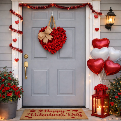 Valentines  Burlap Wreath  Door Decor