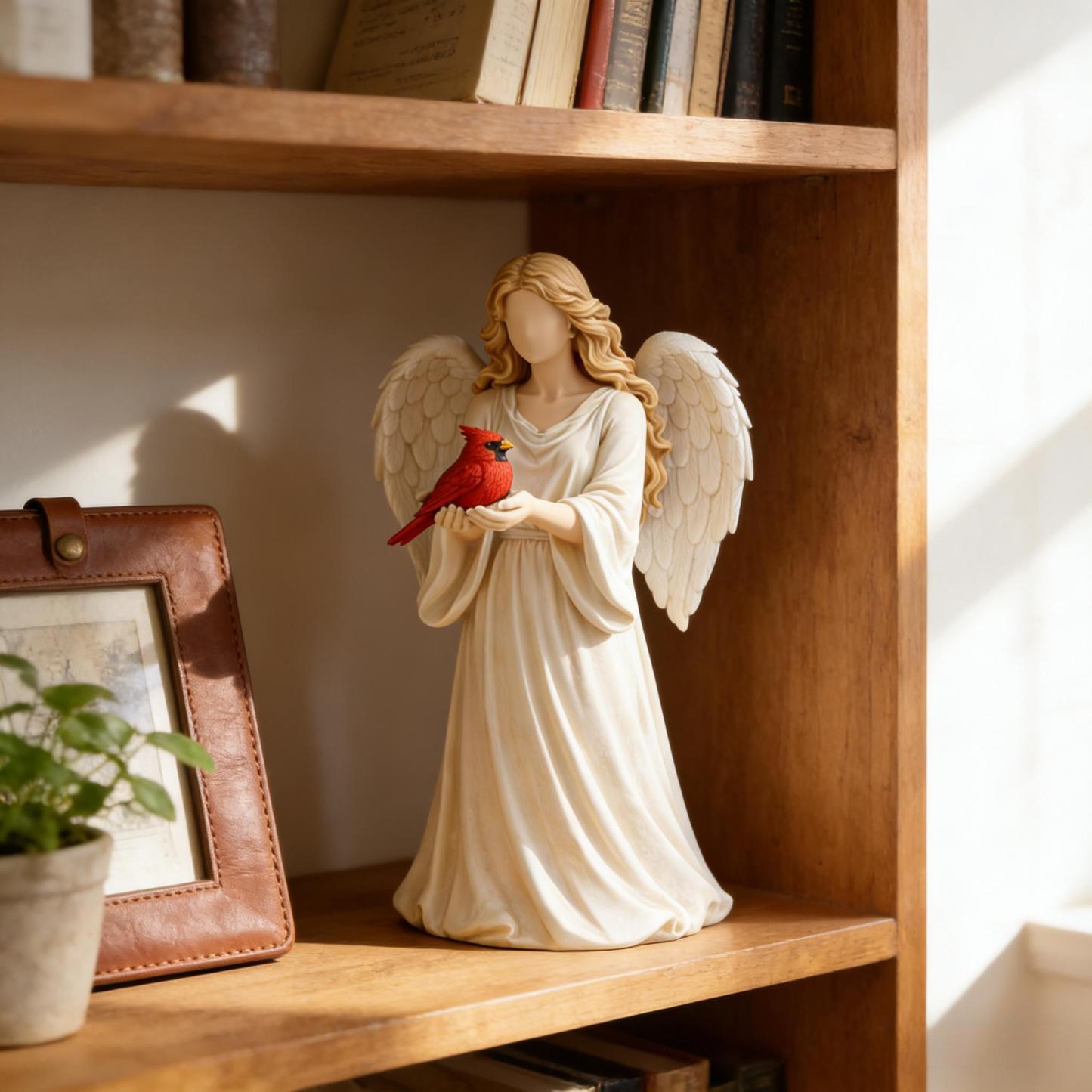 🐦Handcrafted Cardinal & Angel Memorial Statues – A Symbol of Love, Peace, and Remembrance