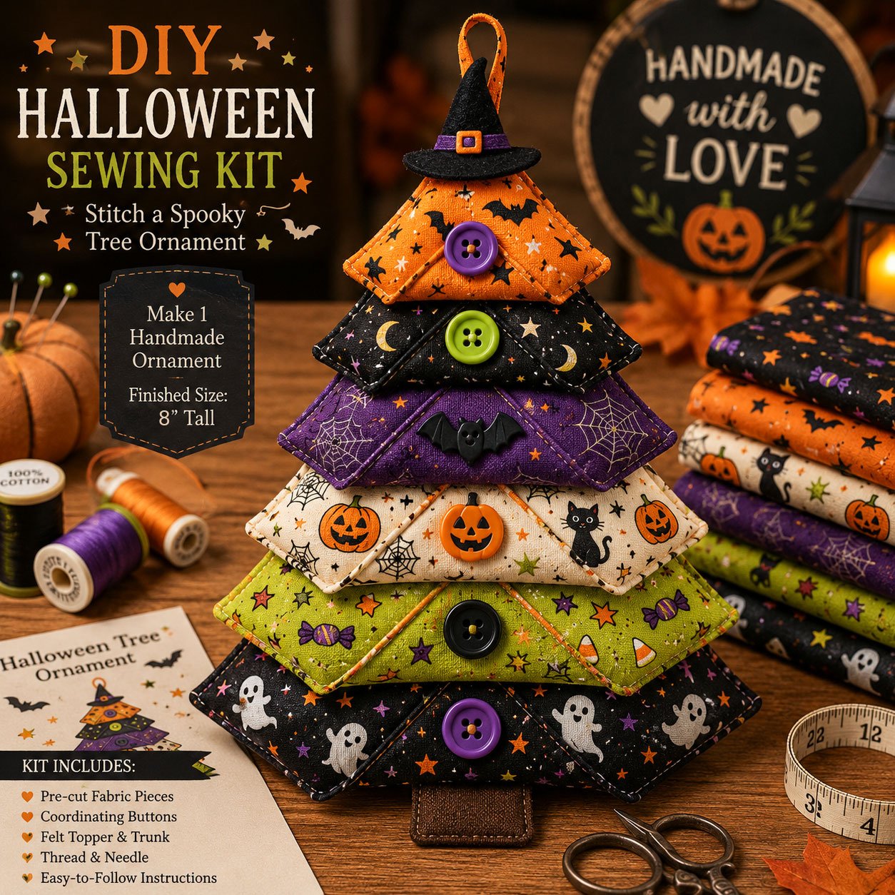🔥Last Day BUY 3 GET 1 FREE ⭐Layered Fabric Tree Ornament DIY Sewing Kit | Beginner Friendly Handmade Seasonal Decor Gift