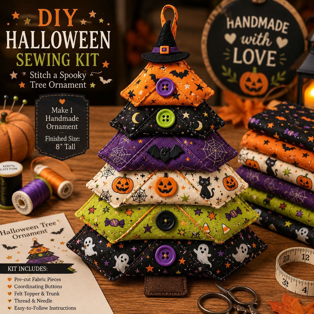 🔥Last Day BUY 3 GET 1 FREE ⭐Layered Fabric Tree Ornament DIY Sewing Kit | Beginner Friendly Handmade Seasonal Decor Gift