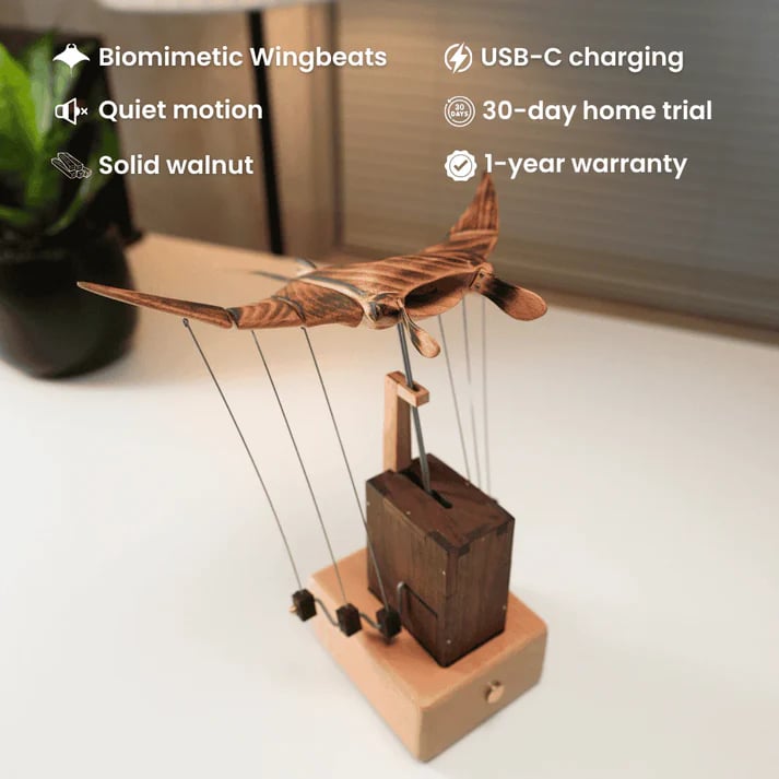 Handcrafted Walnut Manta Ray Automaton – The Ocean’s Silent Glider🎁Buy 2  Free Shipping✈️