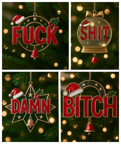 Funny Christmas Ornament Collection – Bold Holiday Humor, Perfect for Laughs & Parties