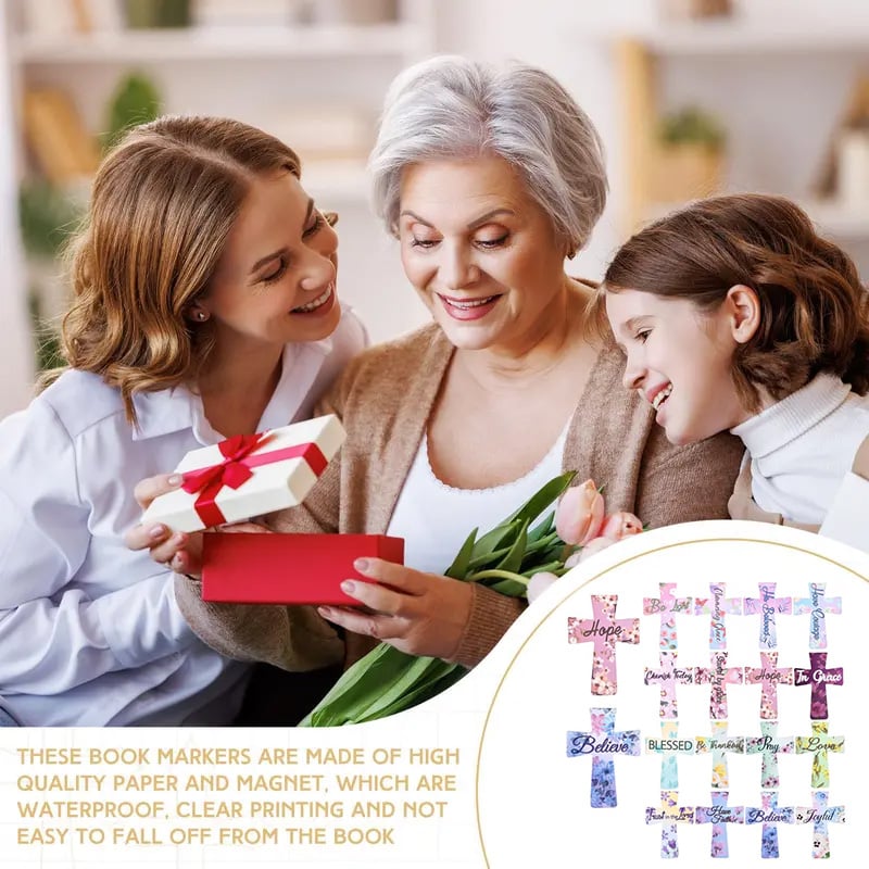 📖16 Pcs Magnetic Cross Bookmarks Gifts for Bible Study, Readers, Teachers, Students🌸✝️