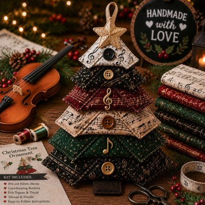 🔥Last Day BUY 3 GET 1 FREE ⭐Layered Fabric Tree Ornament DIY Sewing Kit | Beginner Friendly Handmade Seasonal Decor Gift