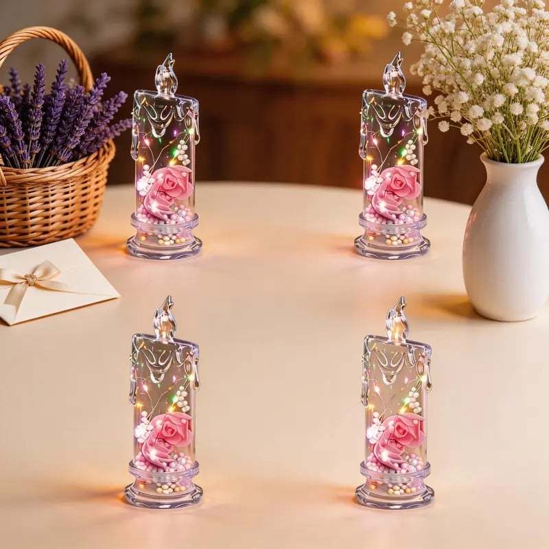 🌹Realistic Rose Candle Lights — Battery-Powered, Smoke-Free LED Roses for Home Decor, Weddings, Parties & Gifts ✨