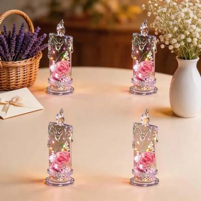 🌹Realistic Rose Candle Lights — Battery-Powered, Smoke-Free LED Roses for Home Decor, Weddings, Parties & Gifts ✨
