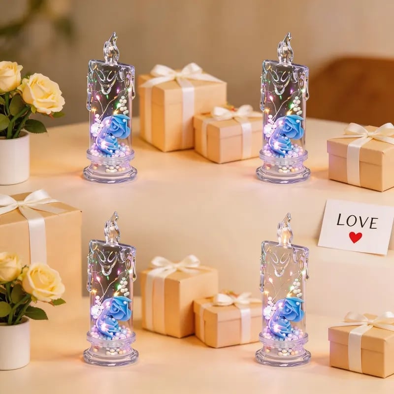 🌹Realistic Rose Candle Lights — Battery-Powered, Smoke-Free LED Roses for Home Decor, Weddings, Parties & Gifts ✨