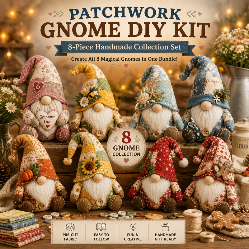 🧵DIY Patchwork Gnome Kit – Create Your Own Adorable Gnome 🧙‍♂️