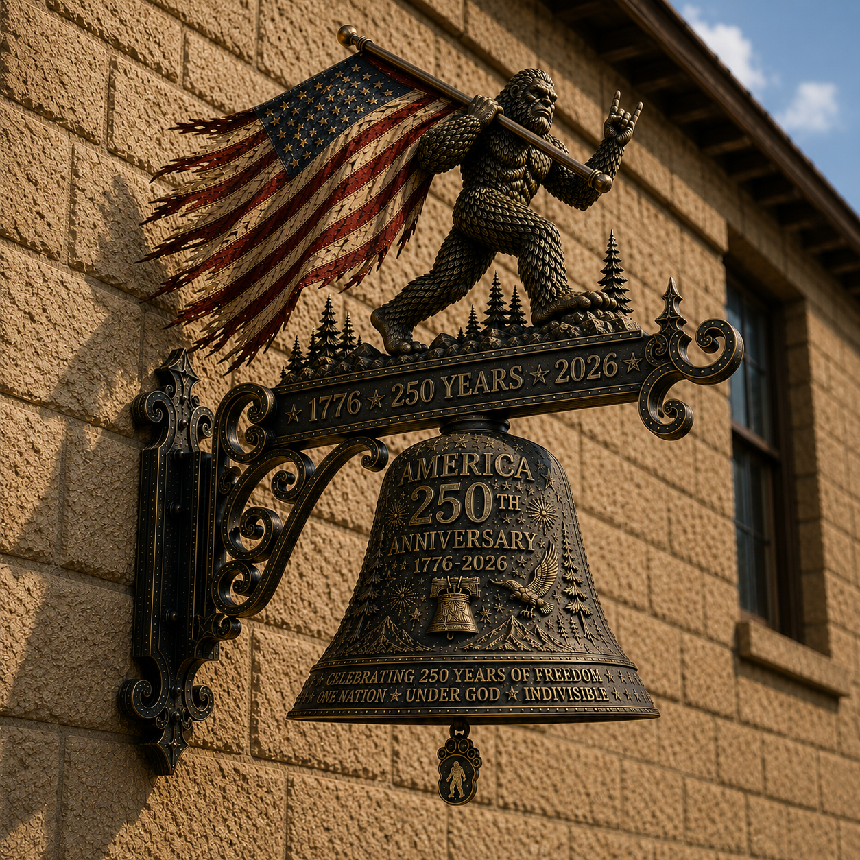 Bigfoot Funny Wall Bell – Rustic Sasquatch Doorbell Decor
