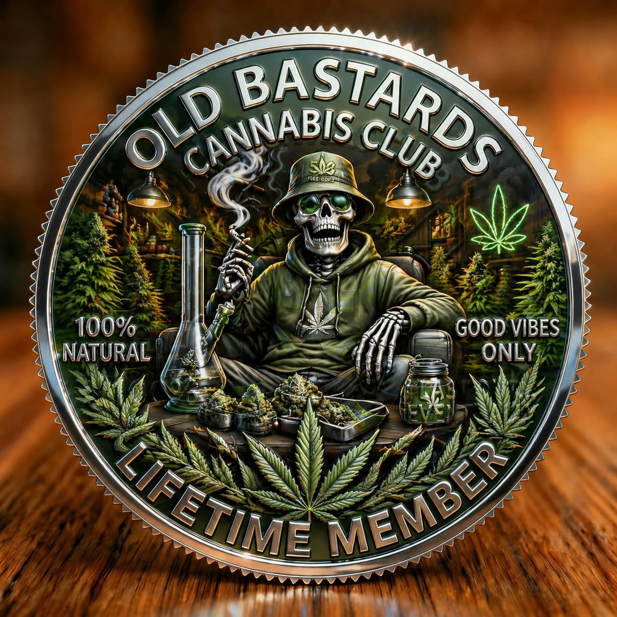 Old Bastards Cannabis Club Coin – Lifetime Membership 🌿