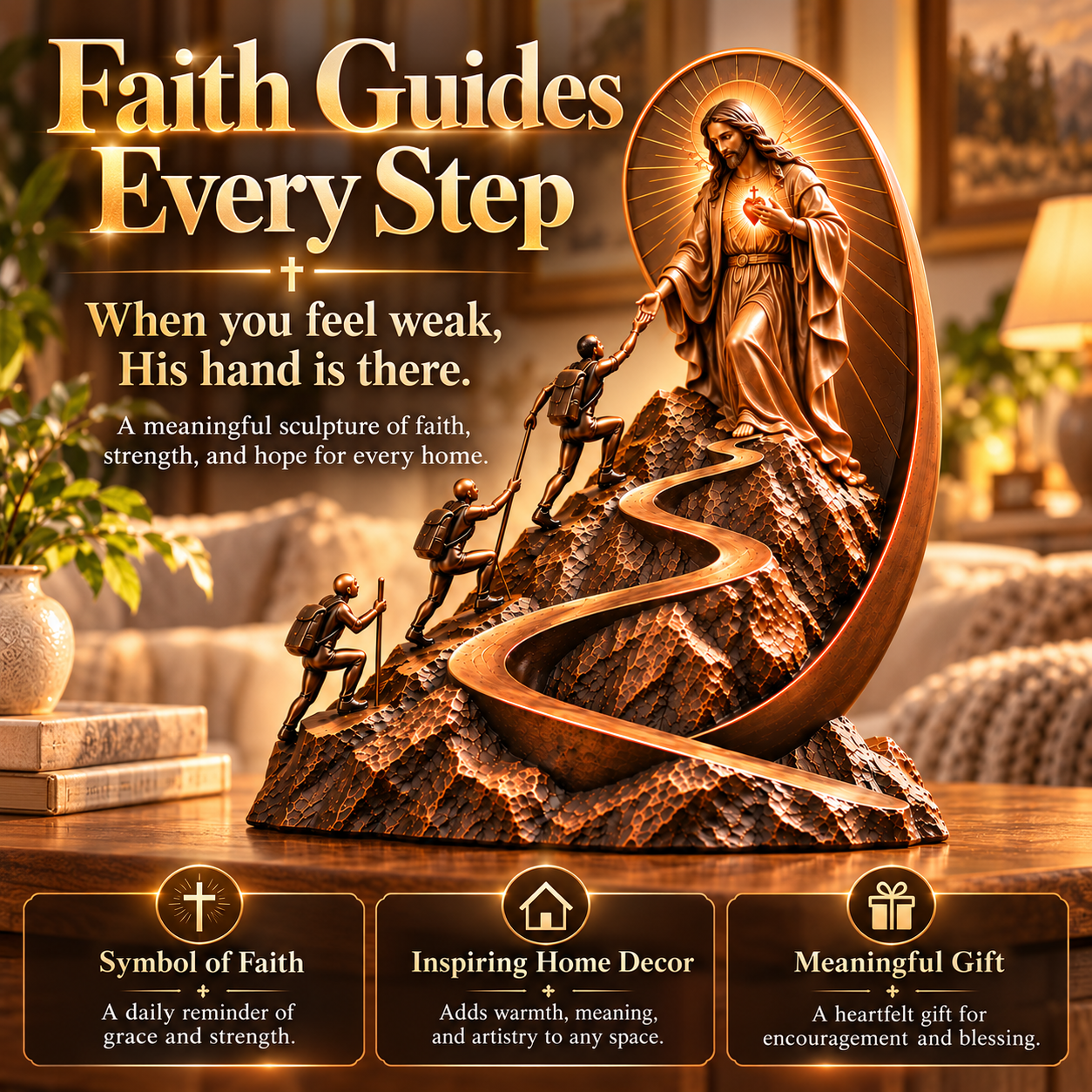 Path of Faith symbolic Christian climbing mountain sculpture