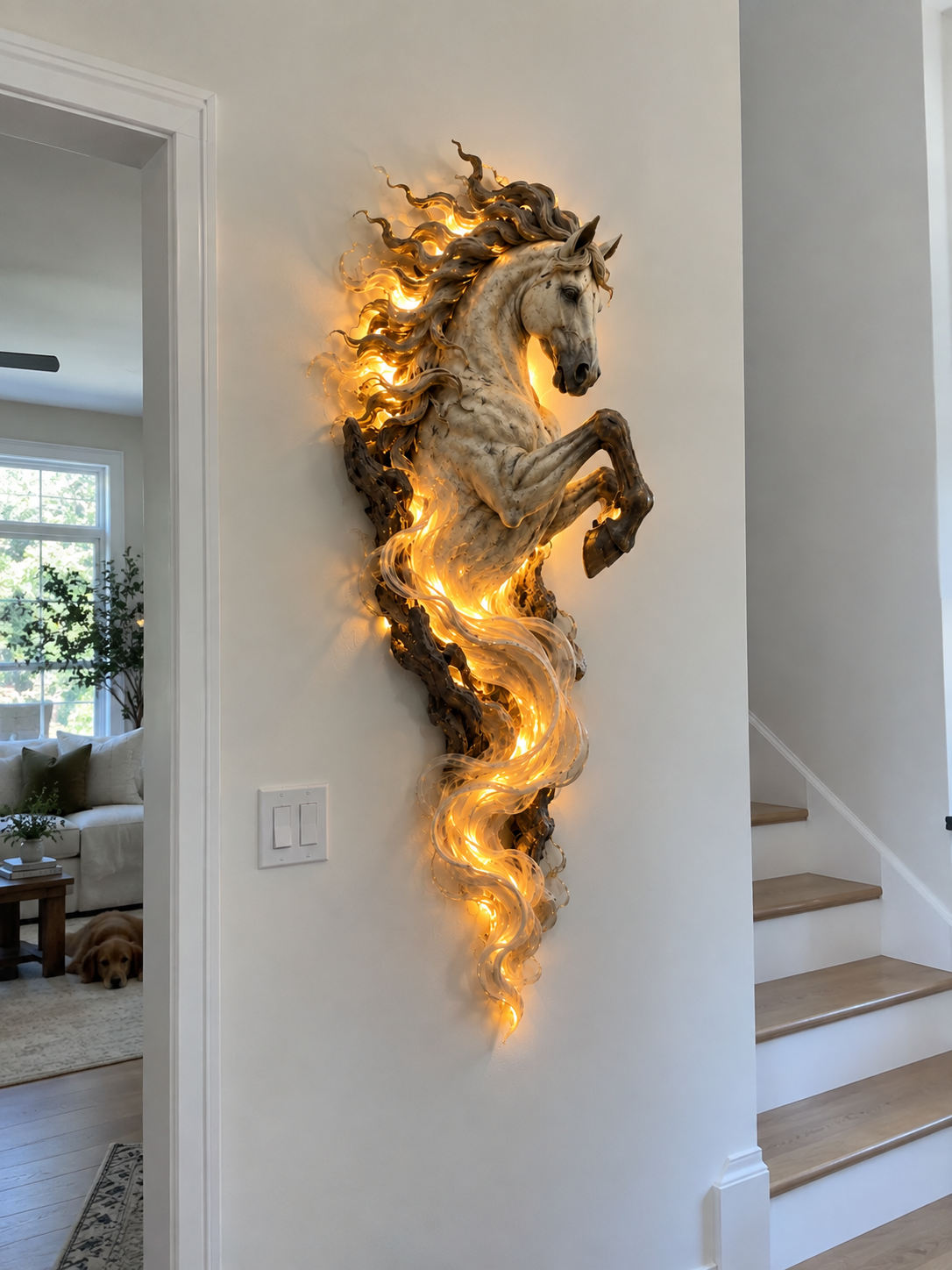Celestial Flame Unicorn staircase wall decor