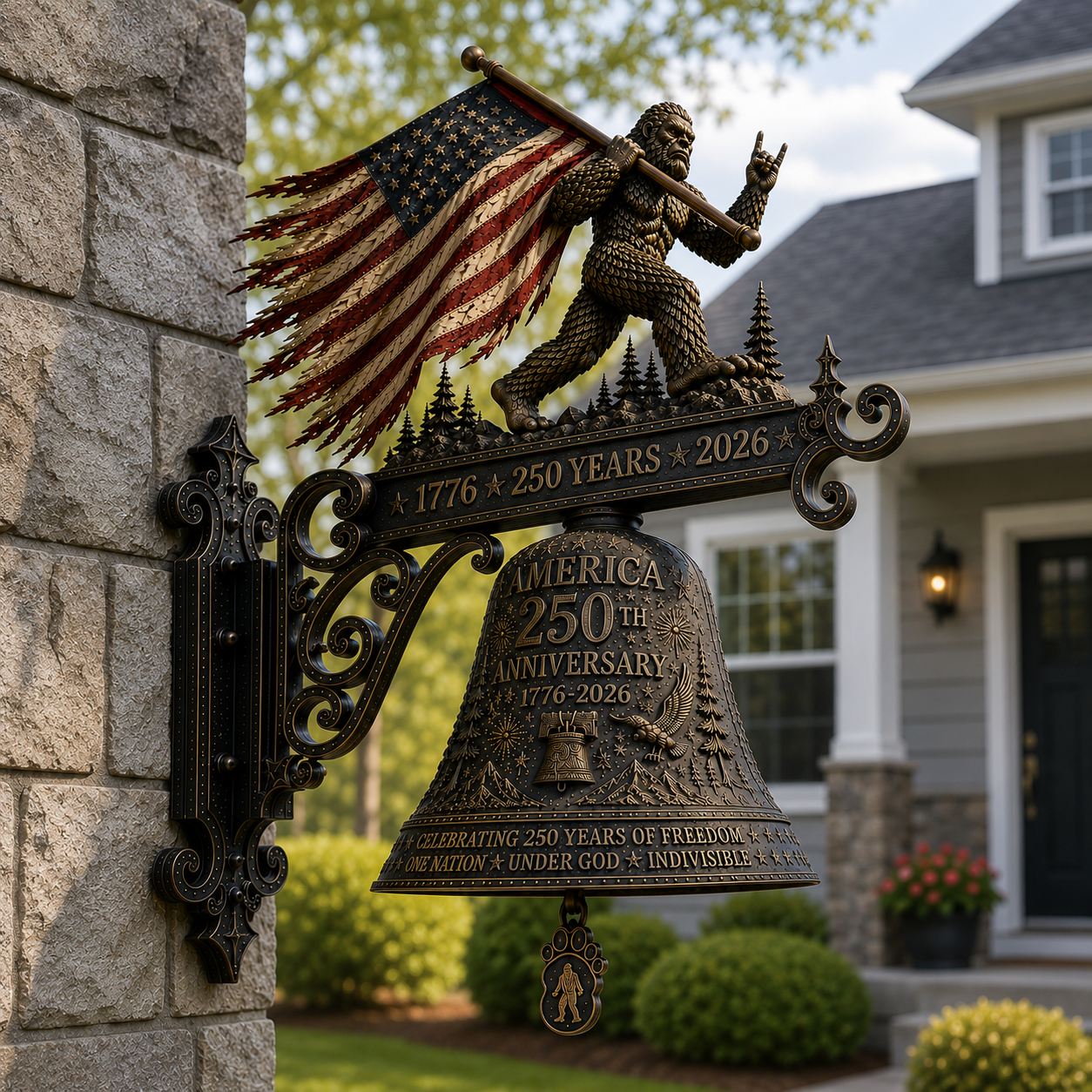 Bigfoot Funny Wall Bell – Rustic Sasquatch Doorbell Decor