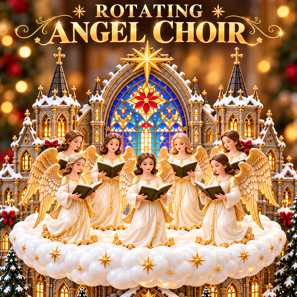 Close-up of the Christmas rotating angel choir