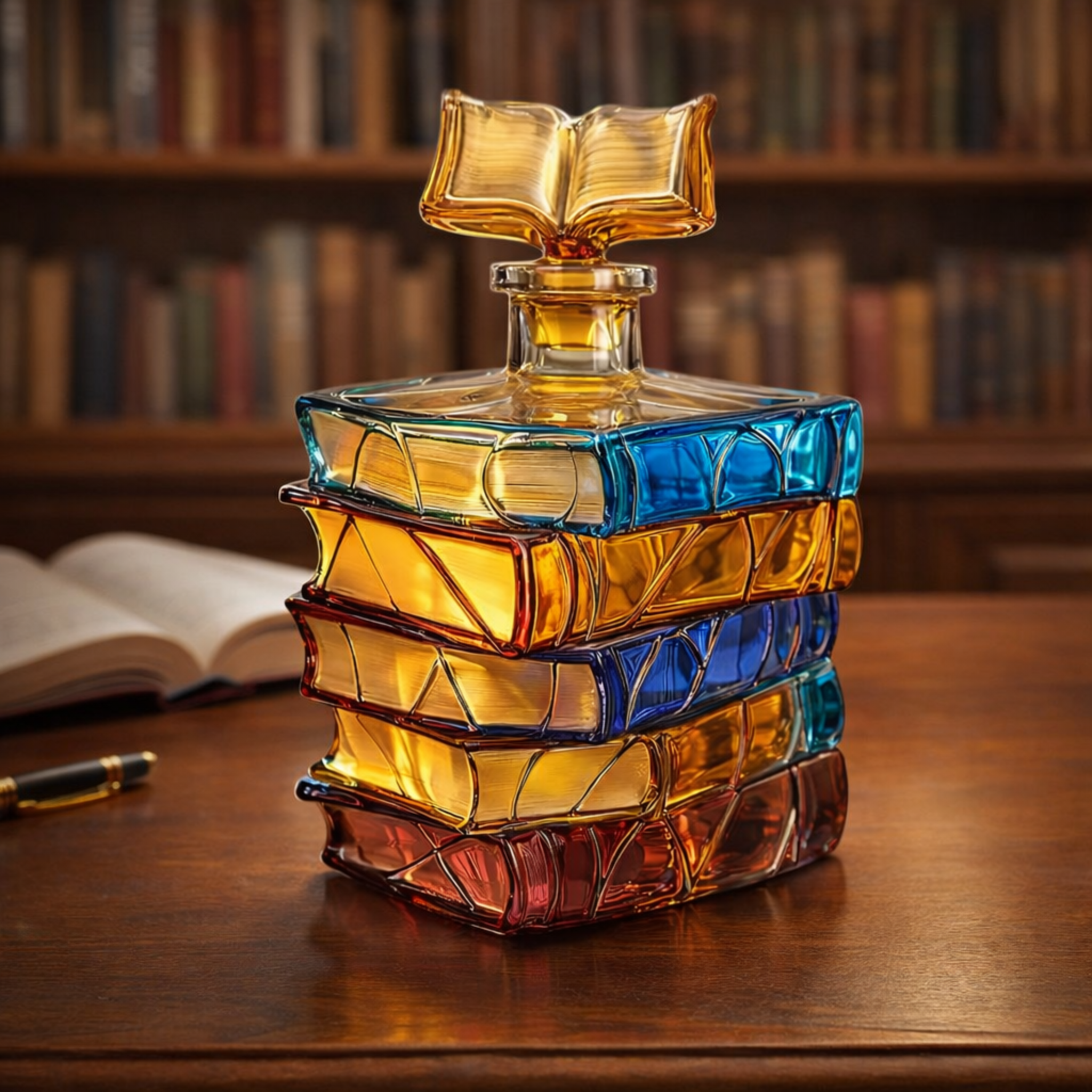 Stained Glass Book Wine Bottle 🍷📚