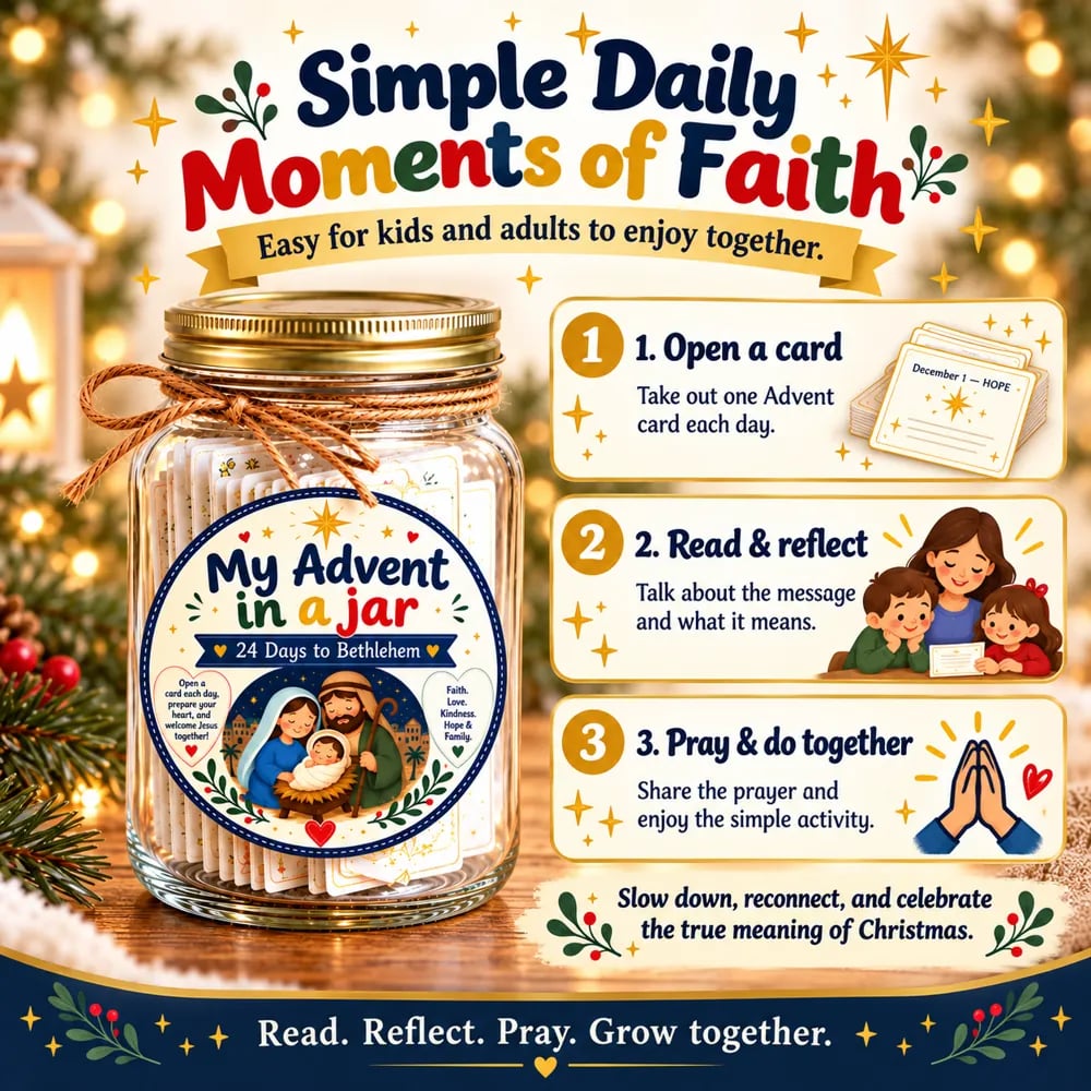 Three simple steps: open a card, read and reflect, pray and do together
