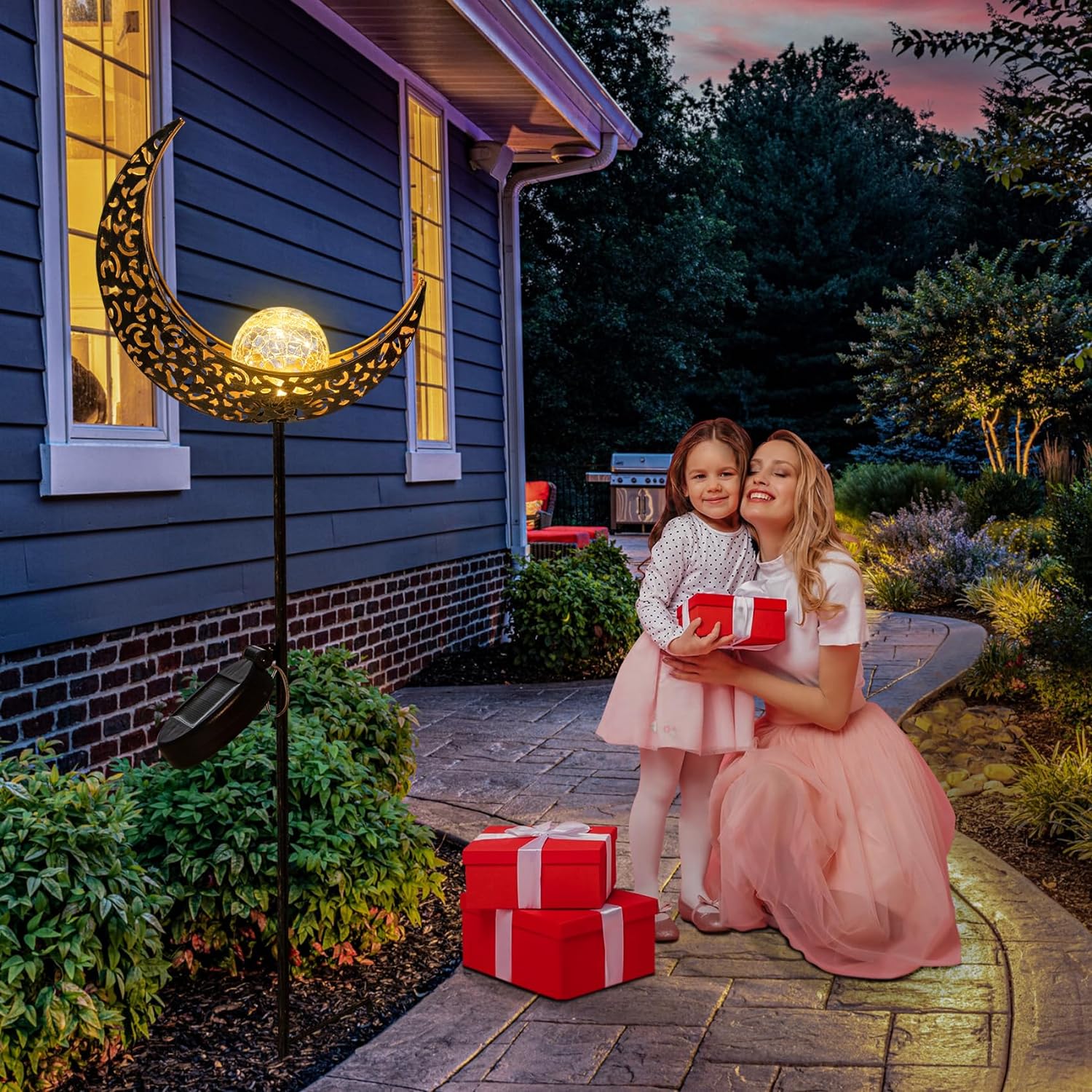 TAKE ME Moon Solar Garden Lights Outdoor Decor Waterproof Decorative Solar Stakes Lights for Patio Yard, Walkway,Lawn