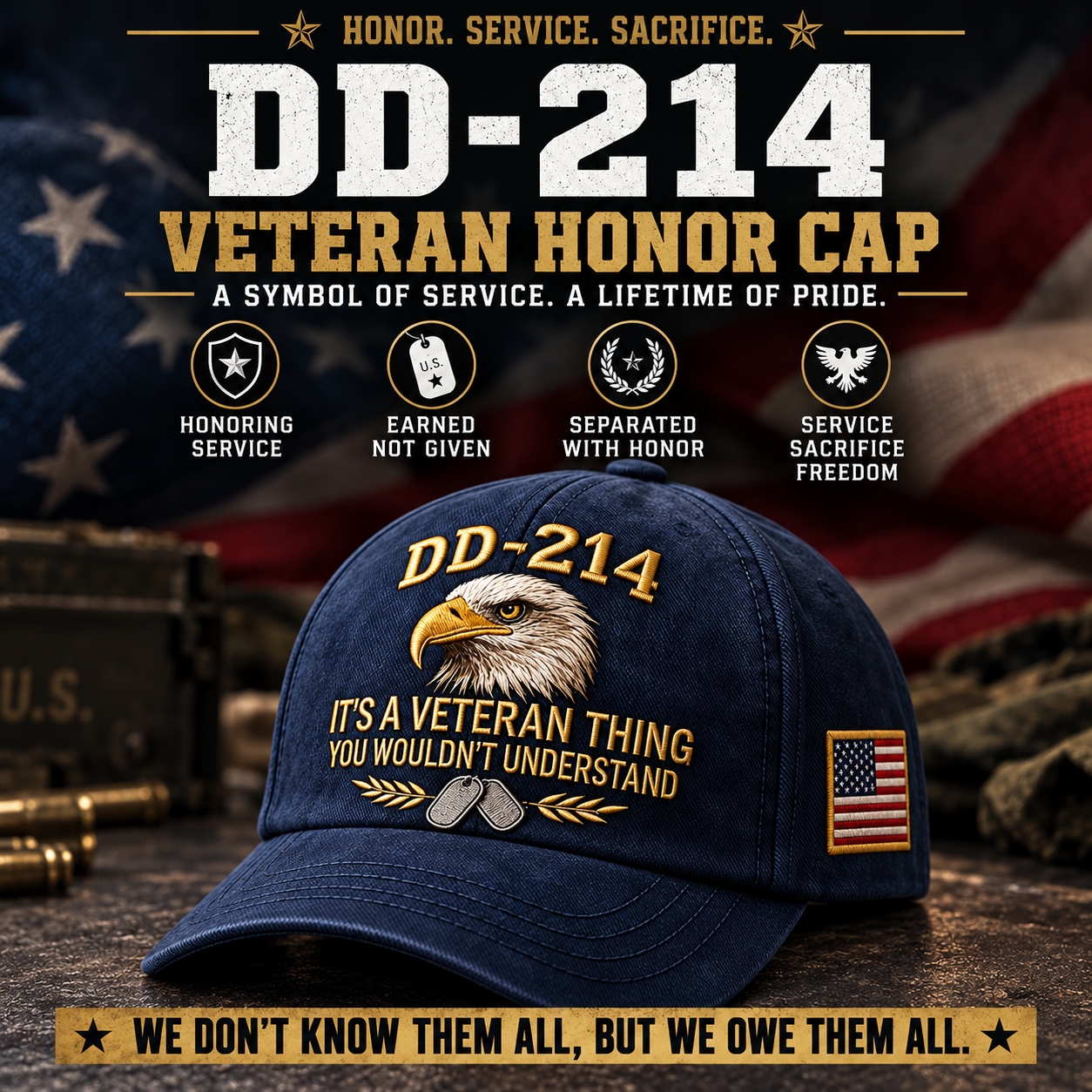 DD-214 Veteran Honor Embroidered Cap(Chad Smith Handmade®) - BUY 2 GET EXTRA 20% OFF