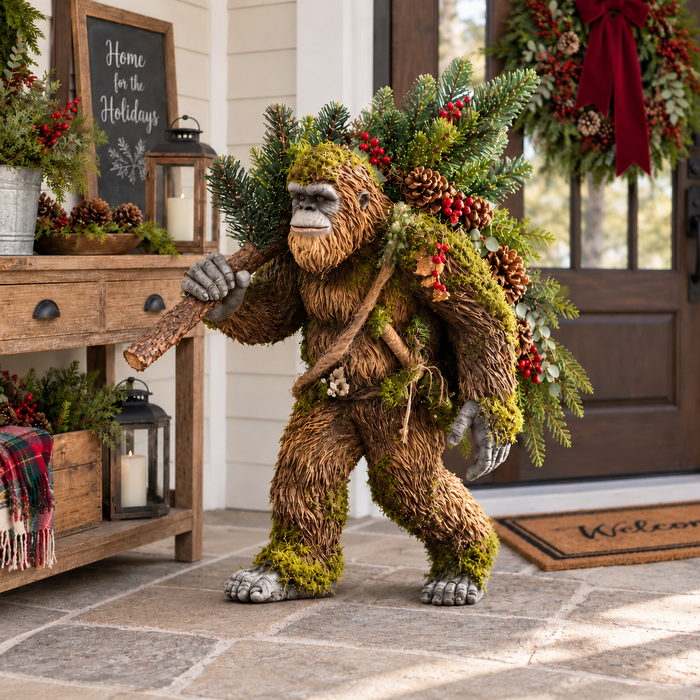 Sasquatch and his evergreen tree in natural daylight