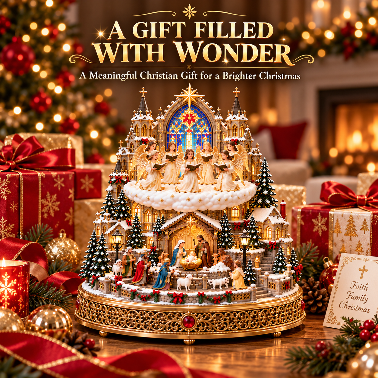 Heavenly Angel Choir Nativity village presented as a meaningful Christmas gift