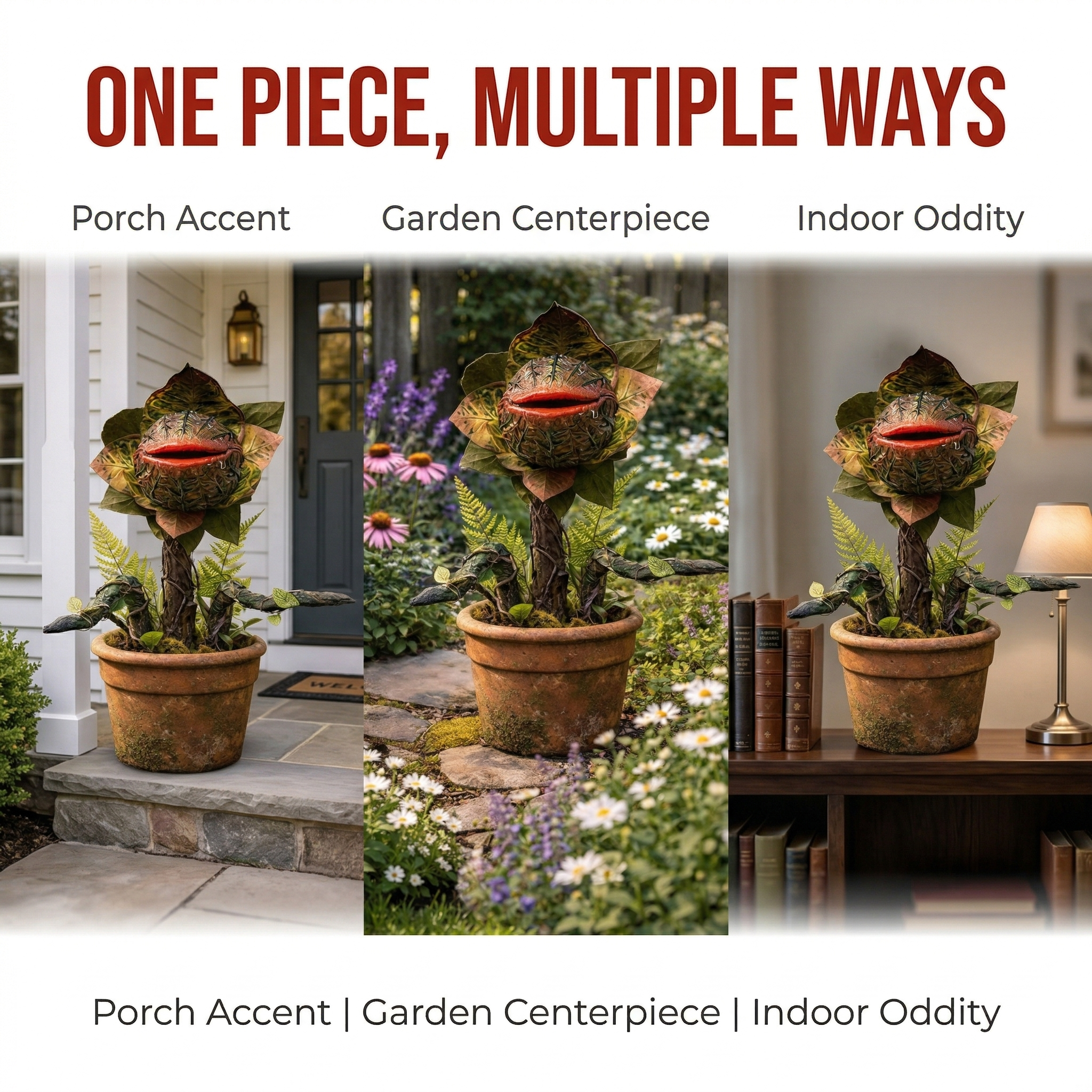 Whimsical Carnivorous Plant Planter Décor for Garden, Porch & Potting Bench